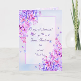 Watercolor Purple Lilac Flower Wedding Card