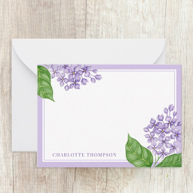Watercolor Purple Lilacs and Personalised Name Card (Creator Uploaded)