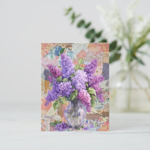 Watercolor Purple Lilacs in Vase Greeting Card