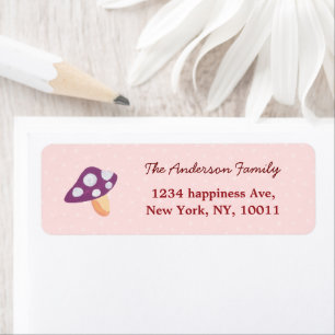 Watercolor purple mushroom pink return address