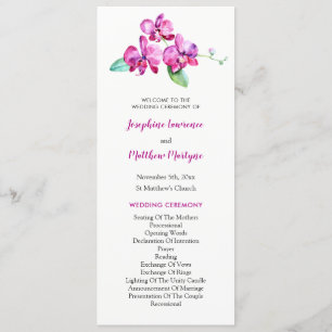 Watercolor Purple Orchid Floral Wedding Programme