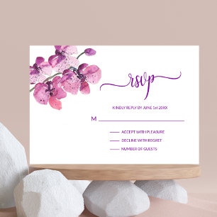 Watercolor Purple Orchid RSVP Wedding Insert
