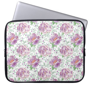 watercolor purple peony laptop sleeve
