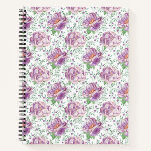 watercolor purple peony notebook