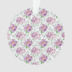 watercolor purple peony ornament