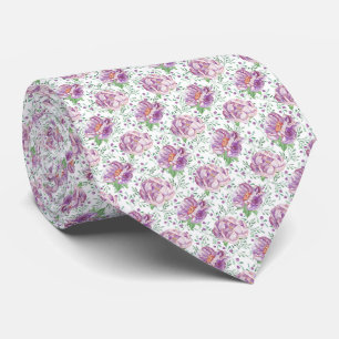 watercolor purple peony tie