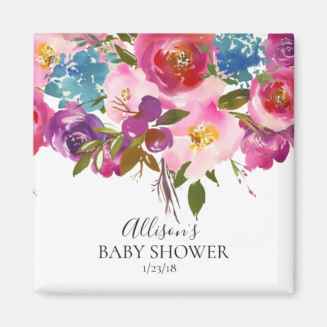 Watercolor Purple & Pink Shower Favour  Magnet (Front)