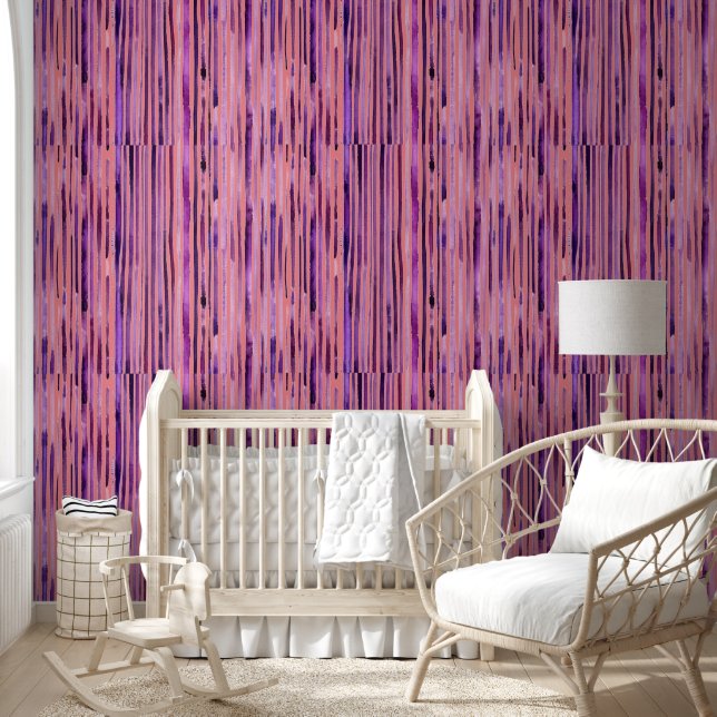 Watercolor Purple Pink Stripe Pattern Seamless Wallpaper (Kids)