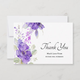 Watercolor Purple Rustic Bridal Shower Thank You Card