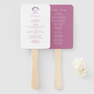 Watercolor Purple Seashell Wedding Program Hand Fan