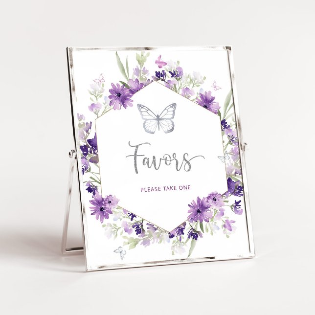 Watercolor purple silver butterfly Favours Poster (Creator Uploaded)
