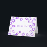 Watercolor Purple Star of David Bar Bat Mitzvah  Thank You Card<br><div class="desc">Perfect fun THANK YOU card to send after a bat mitzvah, bar mitzvah or other Jewish celebration! Hand made watercolor art for you on the front and blank inside! FULLY CUSTOMIZABLE! Click on “Personalise” above to edit the text. Click "edit using design tool" to adjust the fonts, colours and placements....</div>