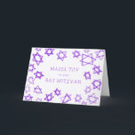 Watercolor Purple Stars MAZEL TOV Bar Bat Mitzvah  Card<br><div class="desc">Perfect fun MAZEL TOV card to send for a bat mitzvah, bar mitzvah or other Jewish celebration! Hand made watercolor art for you on the front and blank inside! FULLY CUSTOMIZABLE! Click on “Personalise” above to edit the text. Click "edit using design tool" to adjust the fonts, colours and placements....</div>