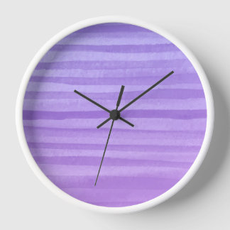 Watercolor Purple Striped Wall Clock
