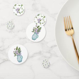 Watercolor Purple Sweet Pea Flowers Confetti
