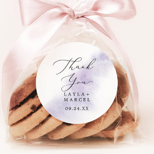 Watercolor Purple Thank You Wedding Favour Sticker