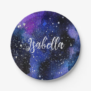Watercolor Purple Universe Paper Plate
