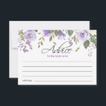 Watercolor Purple Violet Floral Bridal Shower Advice Card<br><div class="desc">Simply elegant floral rustic bouquet design in watercolor (watercolour) green greenery,  lavender,  purple,  violet,  lilac,  blush pink,  peach,  white flower roses / peony on white background and black letters. Delicate wedding bridal shower ,  ADVICE CARDS for that spring or summer theme. See matching collections for more items!</div>