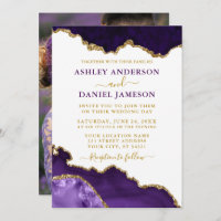 Watercolor Purple Violet Gold Marble Geode Photo