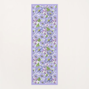 Watercolor Purple Violets & Floral Pattern Yoga Mat