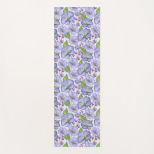 Watercolor Purple Violets & Floral Pattern Yoga Mat