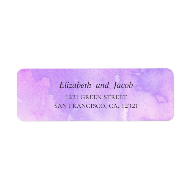Watercolor purple wedding. Lavender simple address (Front)