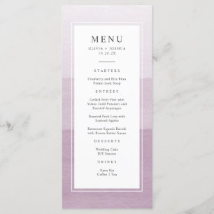 Watercolor Purple Wedding Menu