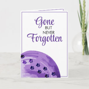 Watercolor Purple & White Paw Print Pet Sympathy Card