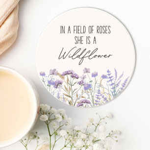 Watercolor Purple Wildflower Garden Nature Quote Coaster