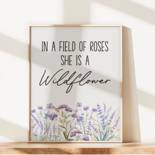 Watercolor Purple Wildflower Garden Nature Quote Poster