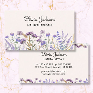 Watercolor Purple Wildflower Meadow Business Card