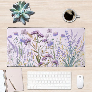 Watercolor Purple Wildflower Meadow Quote Desk Mat