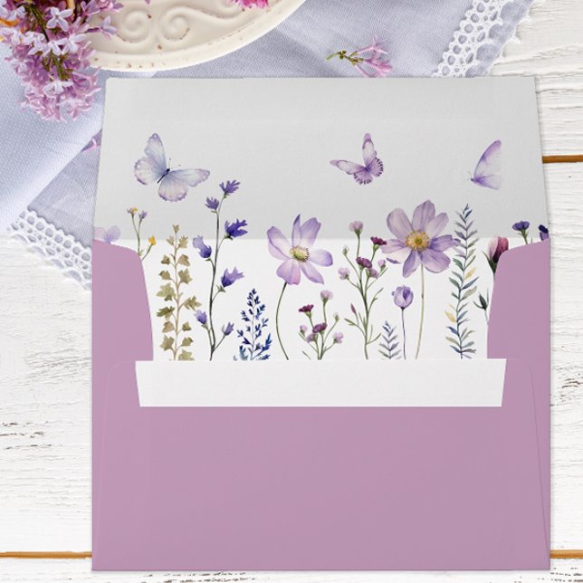 Watercolor Purple Wildflower Spring Birthday  Envelope (Wildflower envelope)