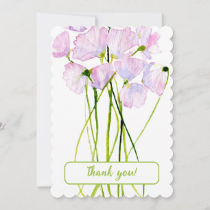 Watercolor purple wildflower thank you card
