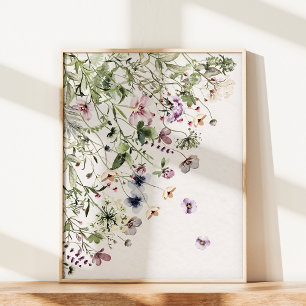 Watercolor Purple Wildflowers Wall Art