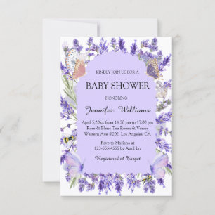 watercolor purple wisteria floral baby shower invitation