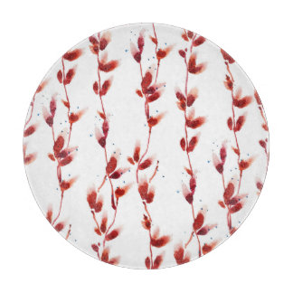 Watercolor Pussy-Willow Pattern: Nature Beauty. Cutting Board