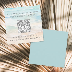 Watercolor QR Code Beach Wedding RSVP Enclosure Card