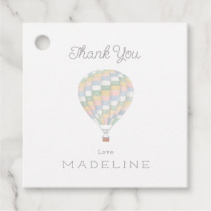 watercolor quilt hot air balloon Baby Shower Favour Tags