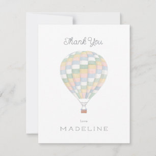 watercolor quilt hot air balloon Baby Shower Thank You Card