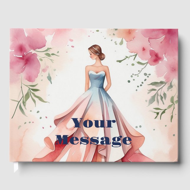 Watercolor Quinceanera Celebration Guest Book (Front)