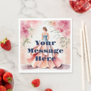 Watercolor Quinceanera Celebration Napkin