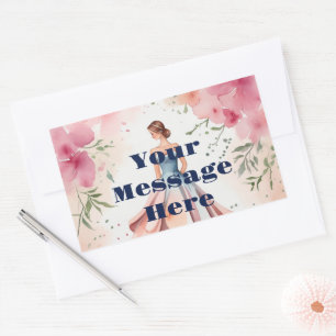 Watercolor Quinceanera Celebration Rectangular Sticker
