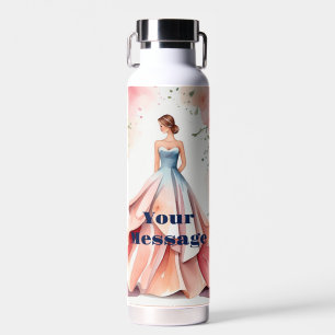 Watercolor Quinceanera Celebration Water Bottle