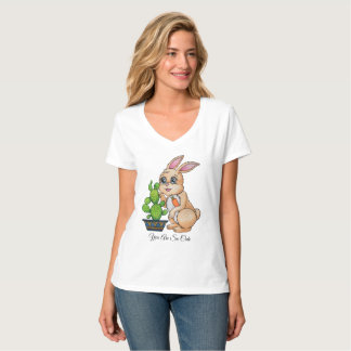 Watercolor Rabbit And Cute Cactus T-Shirt