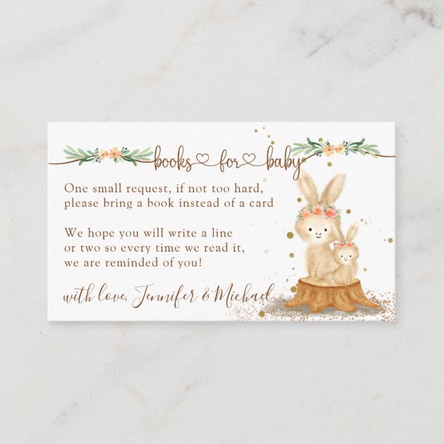 Watercolor Rabbit Books for Baby Shower Insert (Front)