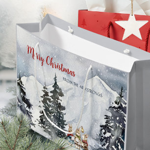 Watercolor Rabbit Carolers Cottagecore Large Gift Bag
