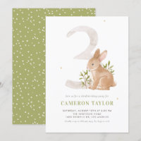 Watercolor Rabbit Woodland Third Birthday Party