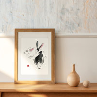 Watercolor Rabbits Contains hieroglyph wealth