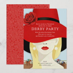Watercolor Racehorse Derby Party Invitation